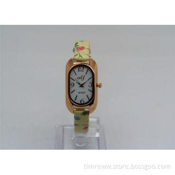 Narrow Ladies Wrist Watches printing Stainless steel back P